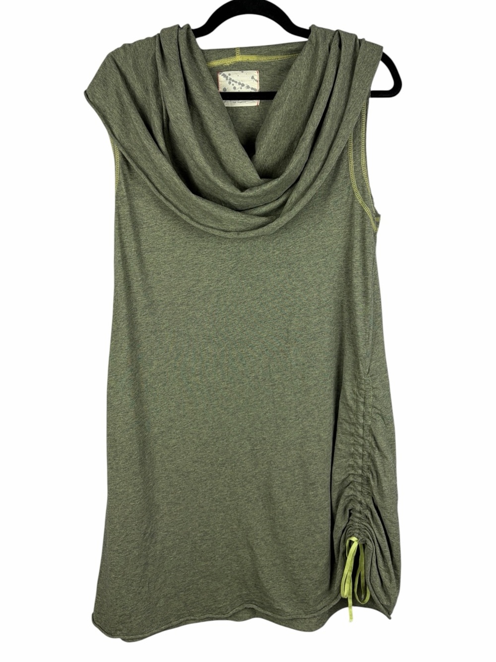 Raw Earth Wild Sky Olive Green Cowl Neck Ruched Tunic Top Dress Large